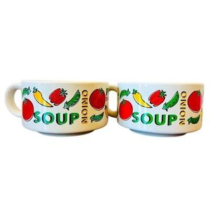Vintage Houston Harvest Stackable Soup Cups‎ Vegetables Colorful